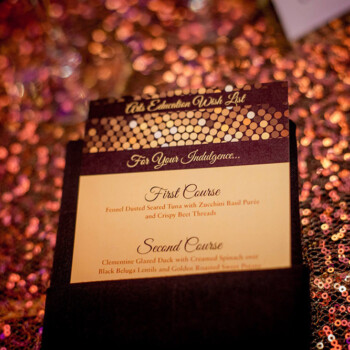 Creative, gorgeous and impactful graphic design is an important element to setting your event apart from the rest. We brand your event from start to finish from invitation to e-blast to menu cards and more. Photo credit, Cortney Van Jahnke, event: NJPAC Spotlight Gala 2015. 10255709_771779976196832_8461484619956733391_o