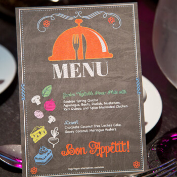 A chalkboard theme was designed for the Women’s Association of NJPAC’s Spring Luncheon & Auction 2017 where 550 women come together to raise friends and funds for NJPAC. Even the menu card gets the “dusty” look! Photo credit, Cortney Van Jahnke Luncheon-2017-Menu-Card
