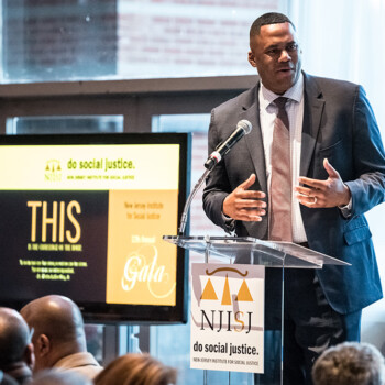 The NJ Institute for Social Justice Gala held in June 2017 had a banner year of fundraising while highlighting important mission-driven themes through video, branded visuals and scripted remarks delivered by President and CEO Ryan P. Haygood. Photo credit, Rob Davidson. NJ-Institute-for-Social-Justice-Gala-6-21-17-232